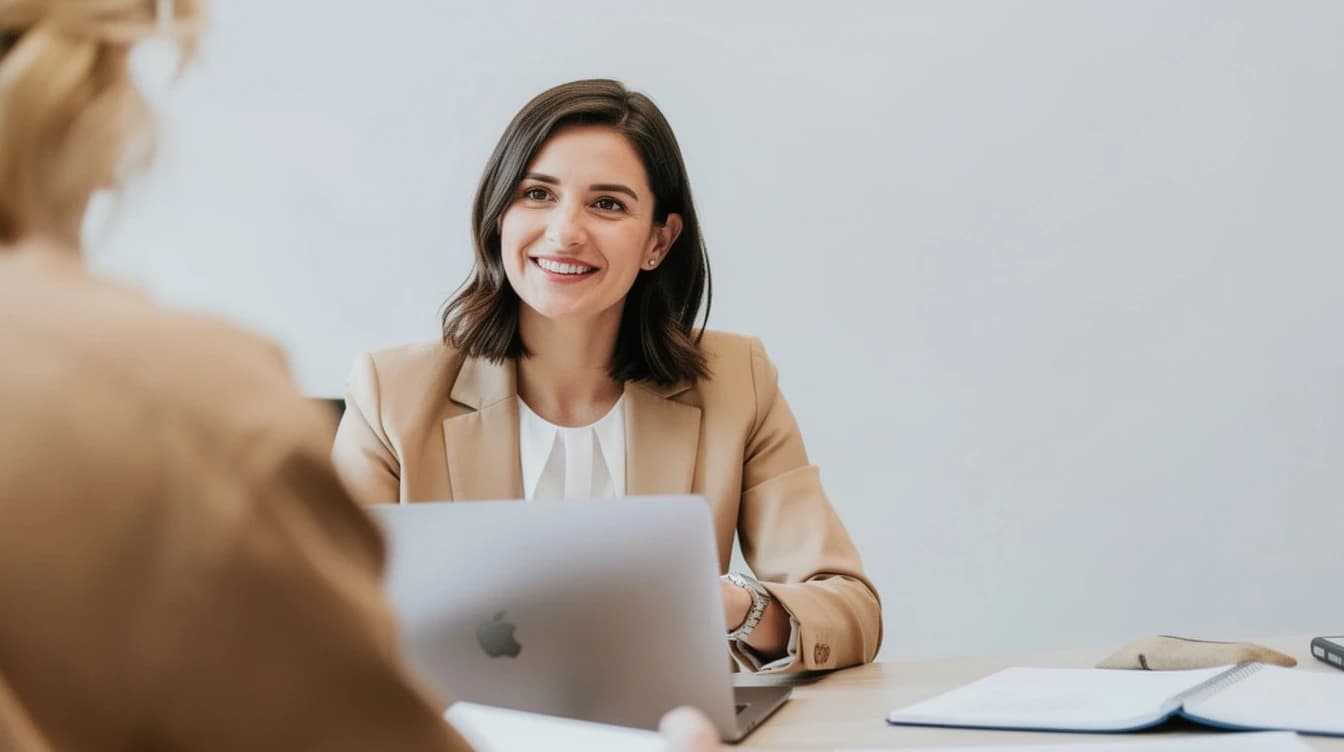 An interview conversation across a desk